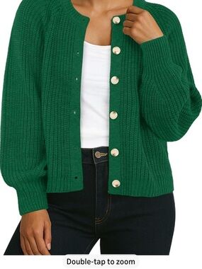 Chunky Open Front Sweater Long Sleeve Button Knit Short Loose Cardigan Outerwear